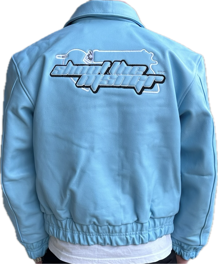 BABY BLUE LEATHER JACKET