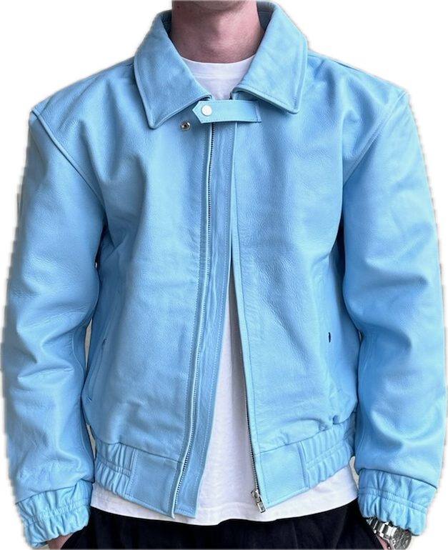 BABY BLUE LEATHER JACKET