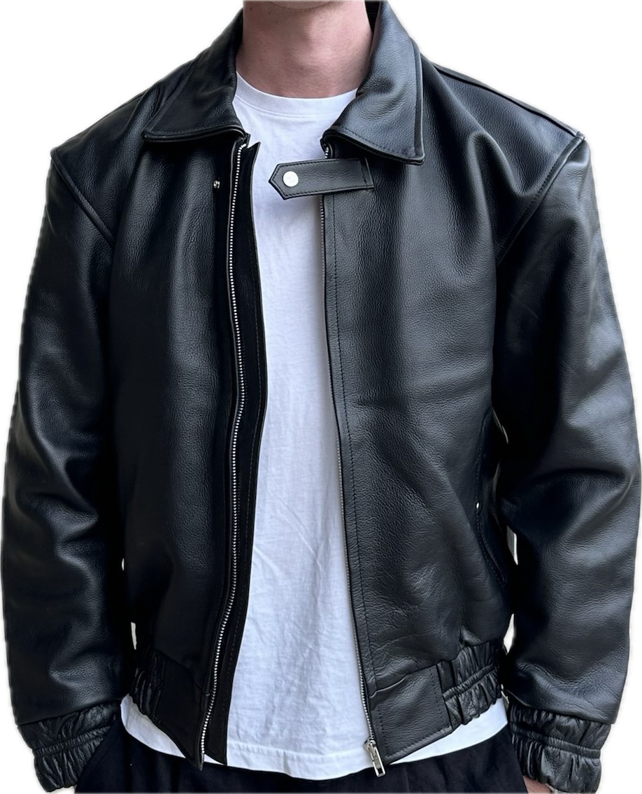 JET BLACK LEATHER JACKET