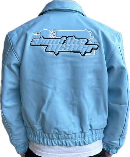 BABY BLUE LEATHER JACKET